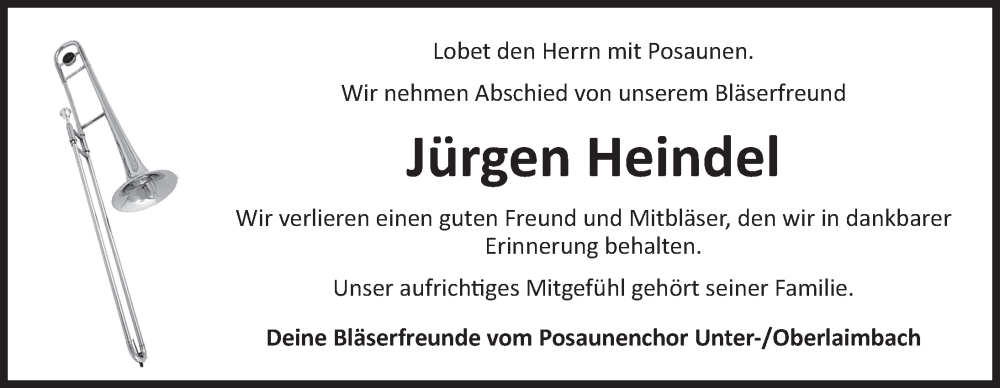  Traueranzeige für Jürgen Heindel vom 25.06.2022 aus Neustadt/ Scheinfeld/ Uffenheim