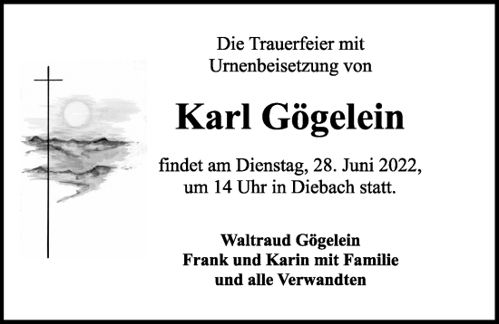 Traueranzeige von Karl Gögelein von Rothenburg