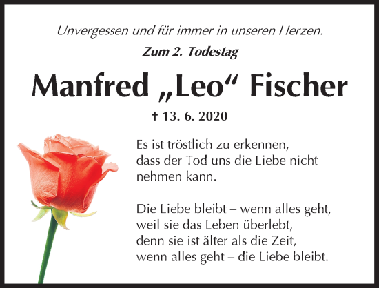 Traueranzeige von Manfred  Fischer von Ansbach