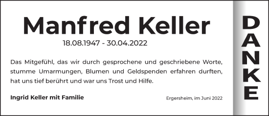 Traueranzeige von Manfred Keller von Neustadt/ Scheinfeld/ Uffenheim