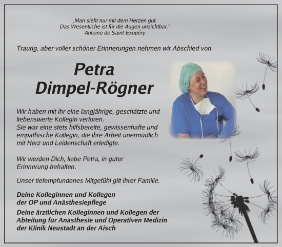 Traueranzeige von Petra Dimpel-Rögner von Neustadt/ Scheinfeld/ Uffenheim
