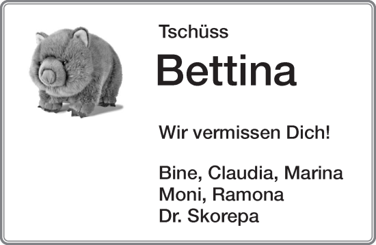 Traueranzeige von Bettina Kwasny von Rothenburg