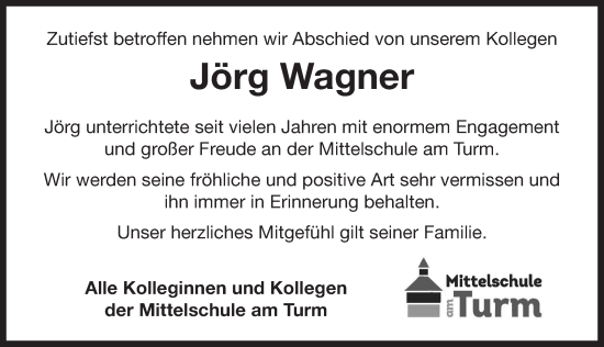 Traueranzeige von Jörg Wagner von Neustadt/ Scheinfeld/ Uffenheim