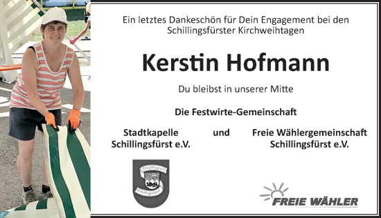 Traueranzeige von Kerstin Hofmann von Rothenburg