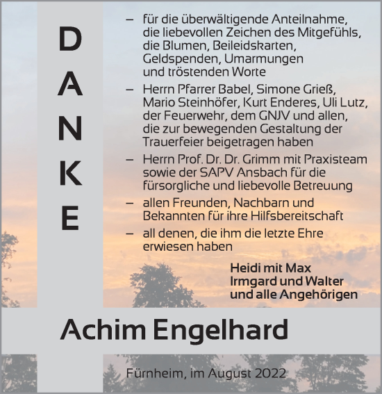Traueranzeige von Achim Engelhard von Dinkelsbühl/ Feuchtwangen