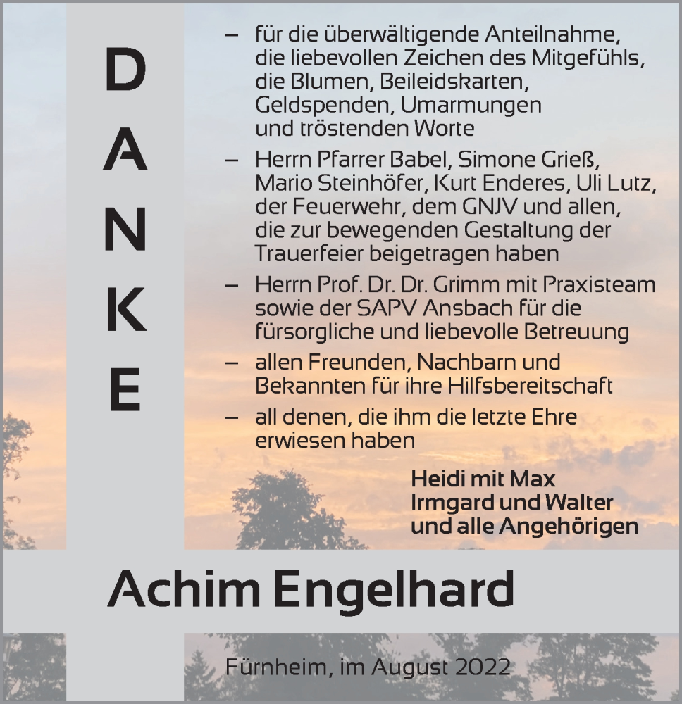  Traueranzeige für Achim Engelhard vom 27.08.2022 aus Dinkelsbühl/ Feuchtwangen