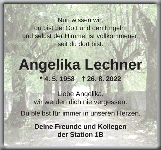 Traueranzeige von Angelika Martha  Lechner von Neustadt/ Scheinfeld/ Uffenheim