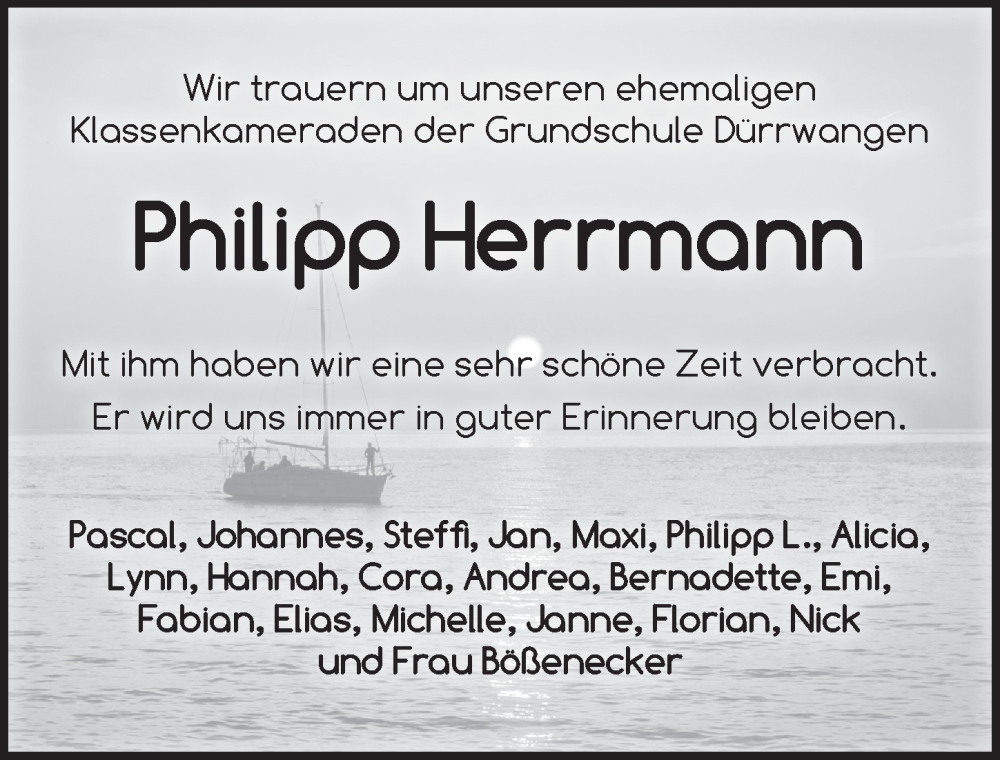  Traueranzeige für Philipp Herrmann vom 11.08.2022 aus Dinkelsbühl/ Feuchtwangen