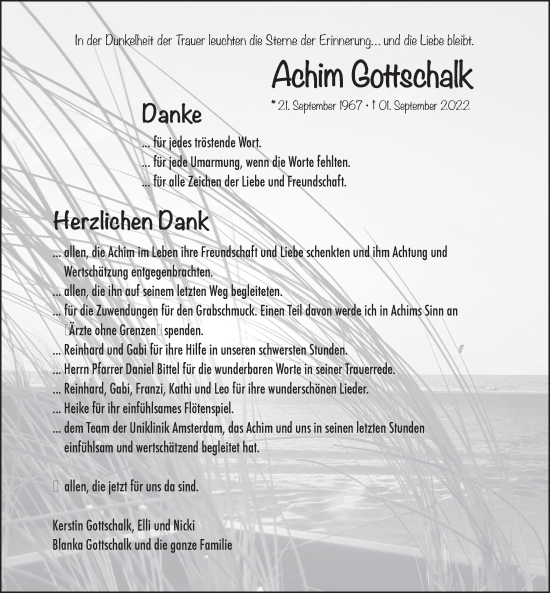 Traueranzeige von Achim Gottschalk von Neustadt/ Scheinfeld/ Uffenheim