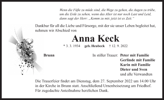 Traueranzeige von Anna Keck von Neustadt/ Scheinfeld/ Uffenheim