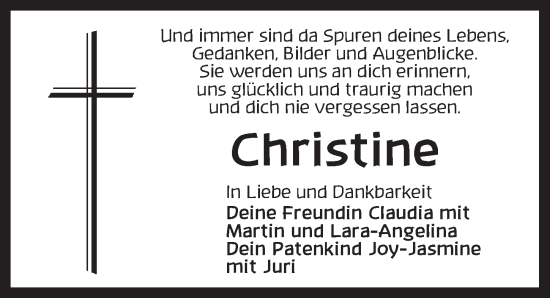 Traueranzeige von Christine Lechler von Dinkelsbühl/ Feuchtwangen