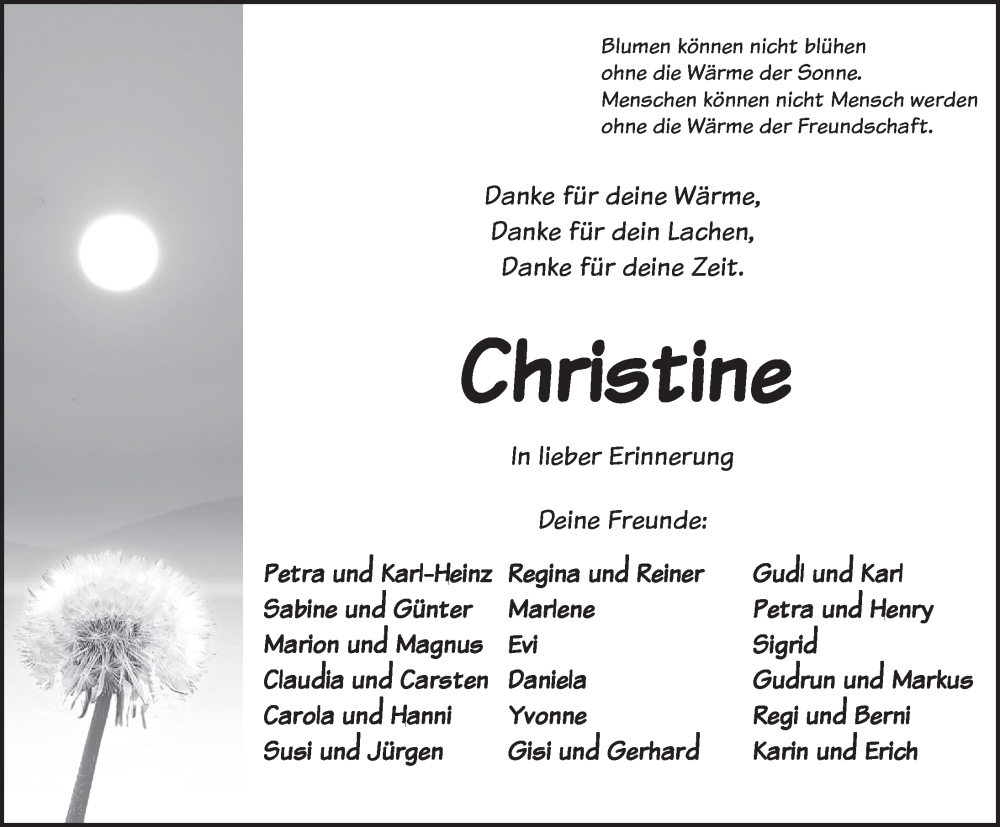  Traueranzeige für Christine Lechler vom 07.09.2022 aus Dinkelsbühl/ Feuchtwangen