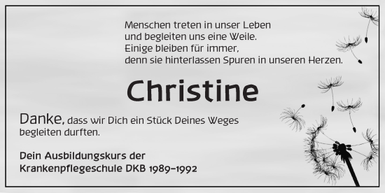 Traueranzeige von Christine Lechler von Dinkelsbühl/ Feuchtwangen