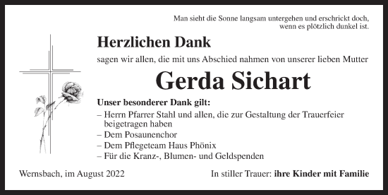 Traueranzeige von Gerda Sichart von Ansbach