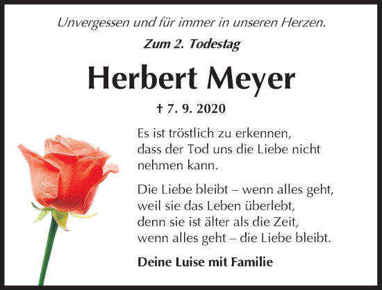 Traueranzeige von Herbert Meyer von Ansbach