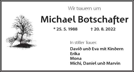 Traueranzeige von Michael Botschafter von Neustadt/ Scheinfeld/ Uffenheim