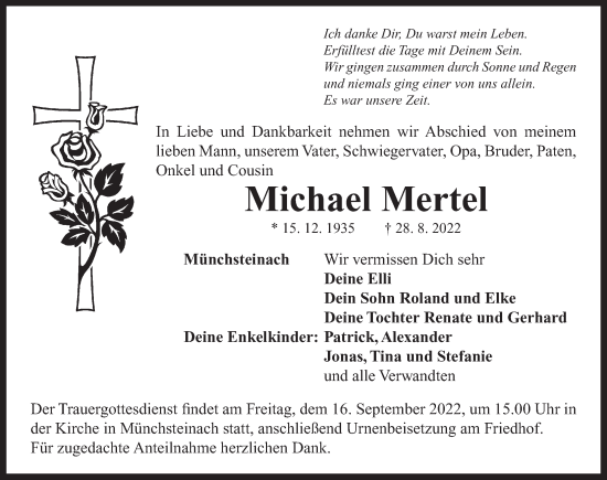 Traueranzeige von Michael Mertel von Neustadt/ Scheinfeld/ Uffenheim
