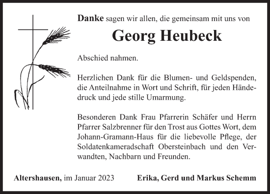 Traueranzeige von Georg Heubeck von Neustadt/ Scheinfeld/ Uffenheim