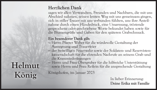 Traueranzeige von Helmut König von Dinkelsbühl/ Feuchtwangen