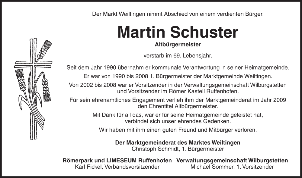  Traueranzeige für Martin Schuster vom 25.01.2023 aus Dinkelsbühl/ Feuchtwangen