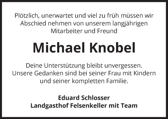 Traueranzeige von Michael Knobel von Dinkelsbühl/ Feuchtwangen