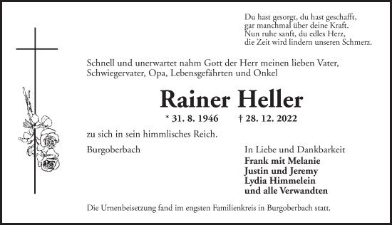 Traueranzeige von Rainer Heller von Ansbach