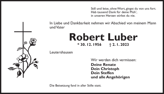 Traueranzeige von Robert Luber von Ansbach