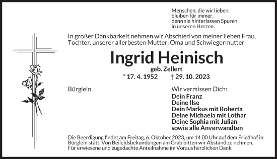 Traueranzeige von Ingrid Heinisch von Ansbach