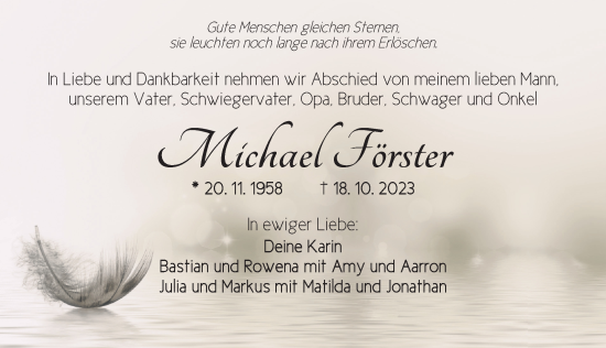 Traueranzeige von Michael Förster von Neustadt/ Scheinfeld/ Uffenheim