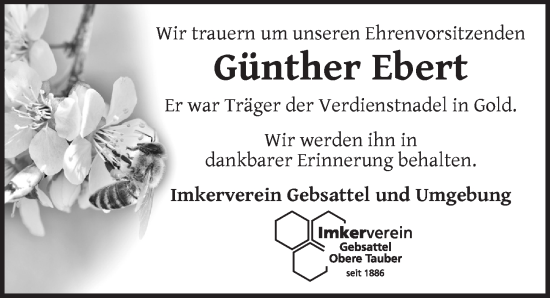 Traueranzeige von Günther Ebert von Rothenburg