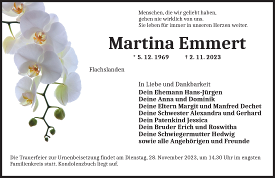 Traueranzeige von Martina Emmert von Ansbach