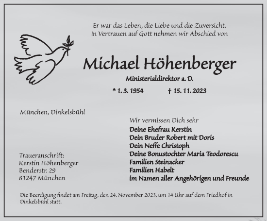 Traueranzeige von Michael Höhenberger von GE