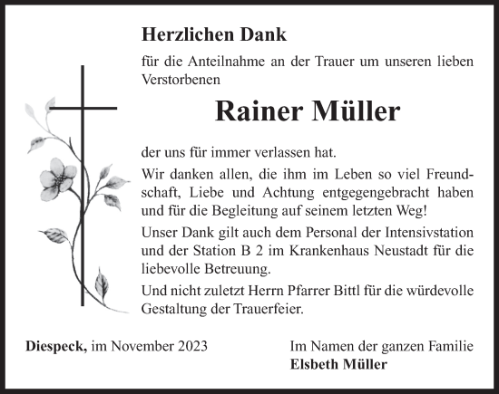 Traueranzeige von Rainer Müller von Neustadt/ Scheinfeld/ Uffenheim