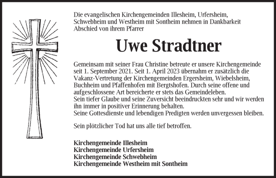 Traueranzeige von Uwe Stradtner von Neustadt/ Scheinfeld/ Uffenheim
