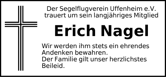 Traueranzeige von Erich Nagel von Neustadt/ Scheinfeld/ Uffenheim