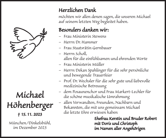 Traueranzeige von Michael Höhenberger von GE