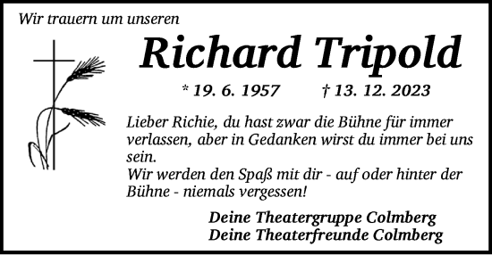 Traueranzeige von Richard Tripold von Ansbach