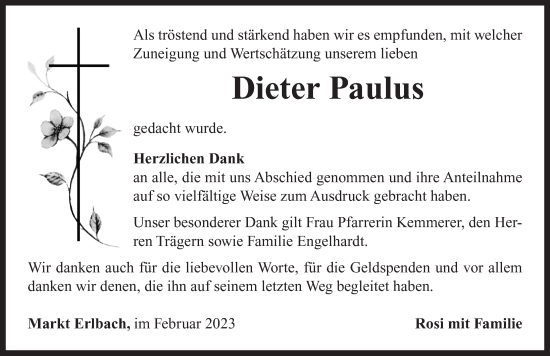 Traueranzeige von Dieter Paulus von Neustadt/ Scheinfeld/ Uffenheim