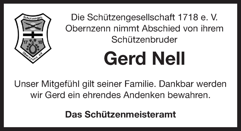  Traueranzeige für Gerd Nell vom 01.02.2023 aus Neustadt/ Scheinfeld/ Uffenheim