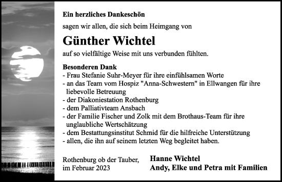 Traueranzeige von Günther Wichtel von Rothenburg