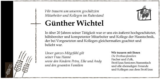 Traueranzeige von Günther Wichtel von Rothenburg