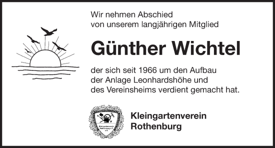 Traueranzeige von Günther Wichtel von Rothenburg