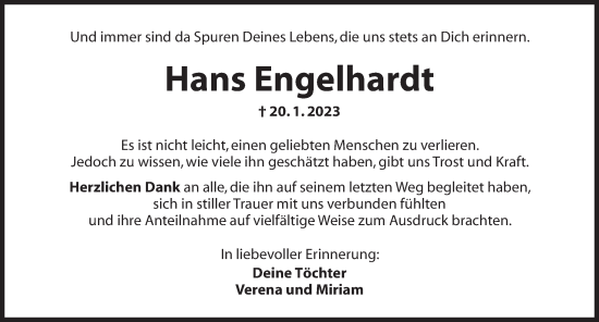 Traueranzeige von Hans Engelhardt von Dinkelsbühl/ Feuchtwangen