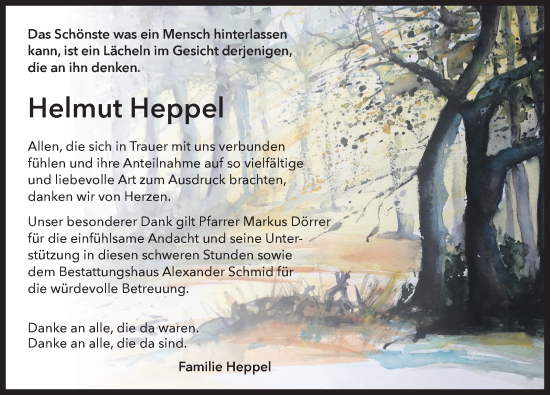 Traueranzeige von Helmut Heppel von Rothenburg