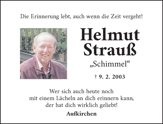 Traueranzeige von Helmut Strauß von Dinkelsbühl/ Feuchtwangen