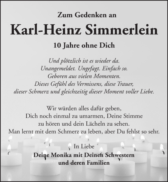 Traueranzeige von Karl-Heinz Simmerlein von Dinkelsbühl/ Feuchtwangen