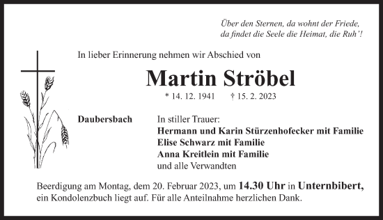 Traueranzeige von Martin Ströbel von Ansbach