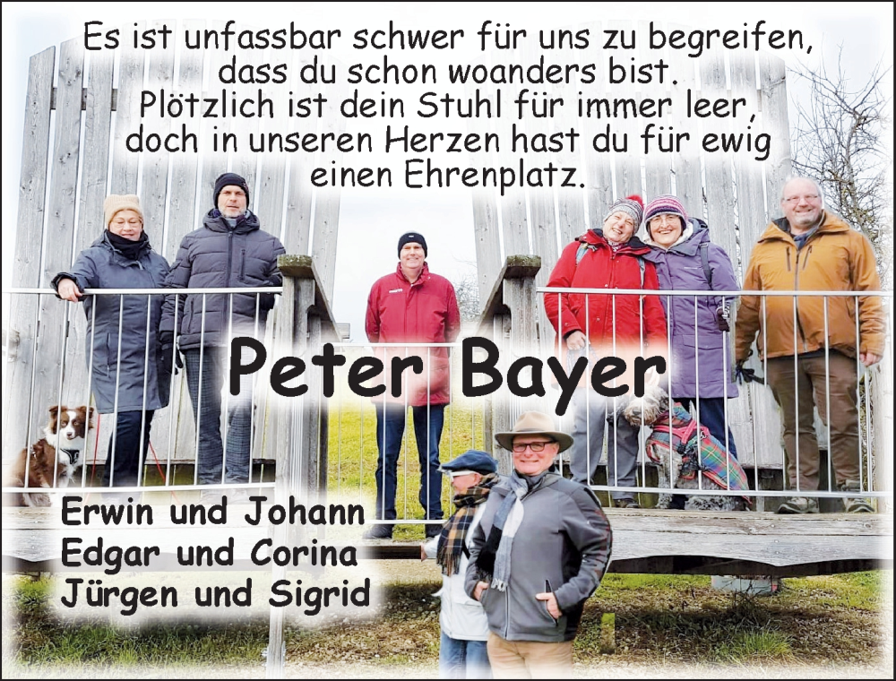  Traueranzeige für Peter Bayer vom 08.02.2023 aus Ansbach