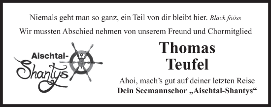Traueranzeige von Thomas Teufel von Neustadt/ Scheinfeld/ Uffenheim