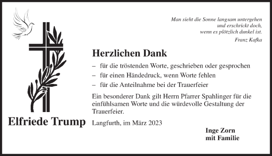 Traueranzeige von Elfriede Trump von Dinkelsbühl/ Feuchtwangen